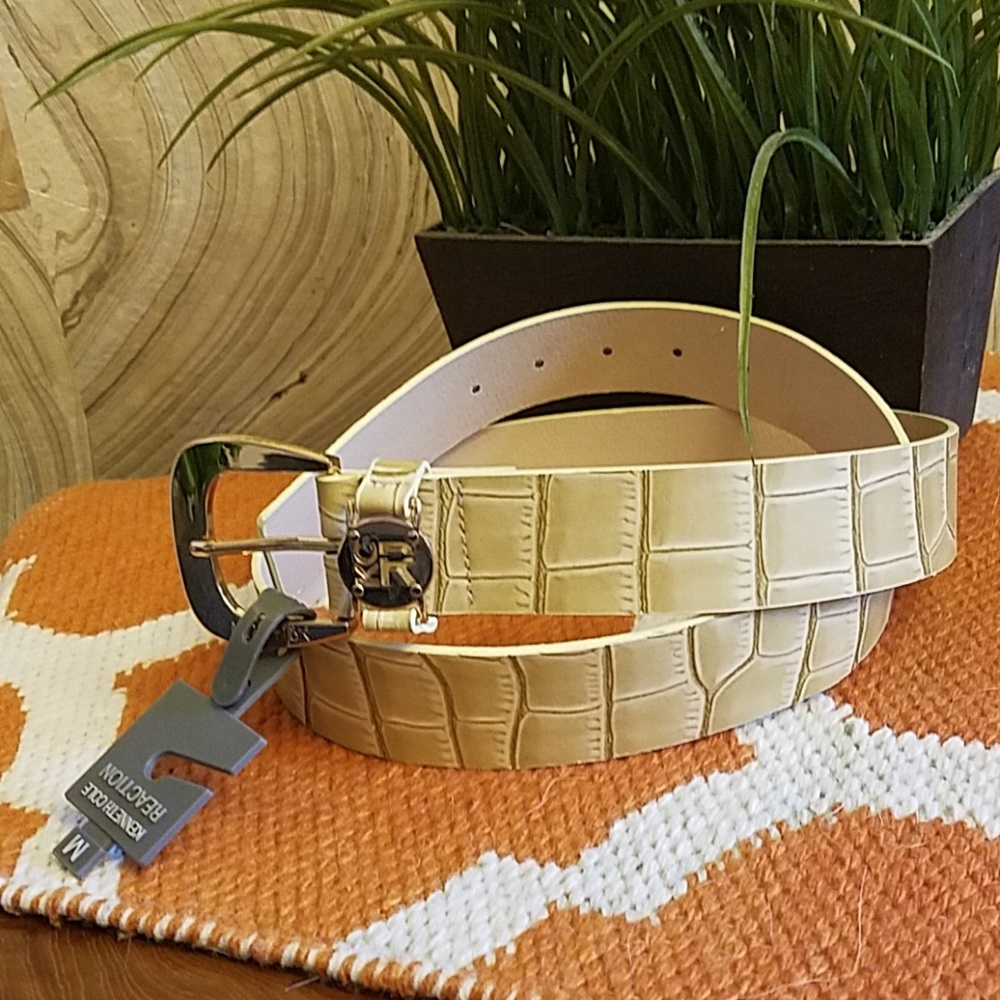 Kenneth Cole Reaction Putty and Gold Belt - Picture 1 of 2